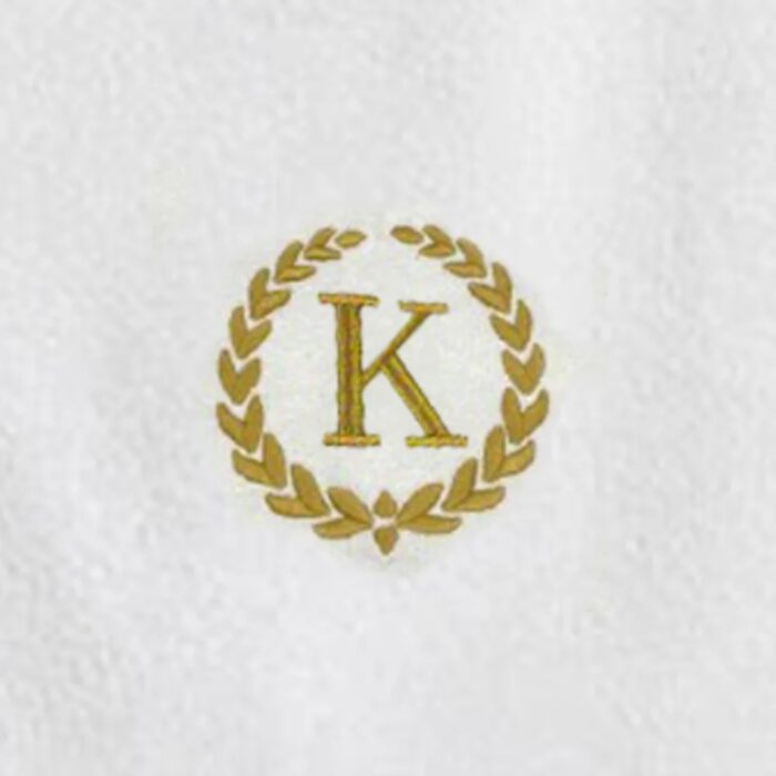 Iris Embroidered For You Bath Towel 70 x 140 Cm 600 Gsm White 100% Cotton Letter "K" Gold Thread Set of 01 - Image 2