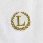 Iris Embroidered For You Bath Towel 70 x 140 Cm 600 Gsm White 100% Cotton Letter "L" Gold Thread Set of 01 - Image 2