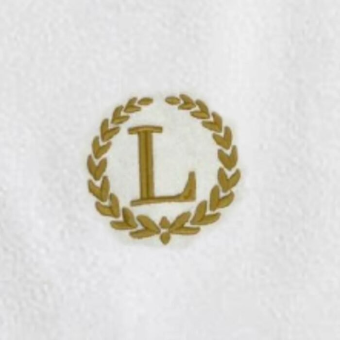 Iris Embroidered For You Bath Towel 70 x 140 Cm 600 Gsm White 100% Cotton Letter "L" Gold Thread Set of 01 - Image 2