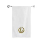Iris Embroidered For You Bath Towel 70 x 140 Cm 600 Gsm White 100% Cotton Letter "L" Gold Thread Set of 01