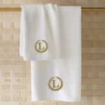 Iris Embroidered For You Bath Towel 70 x 140 Cm 600 Gsm White 100% Cotton Letter "L" Gold Thread Set of 01 - Image 4