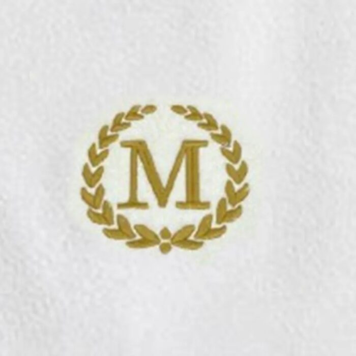 Iris Embroidered For You Bath Towel 70 x 140 Cm 600 Gsm White 100% Cotton Letter "M" Gold Thread Set of 01 - Image 2