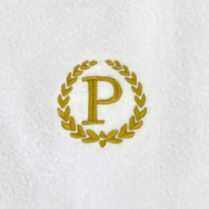Iris Embroidered For You Bath Towel 70 x 140 Cm 600 Gsm White 100% Cotton Letter "P" Gold Thread Set of 01 - Image 2