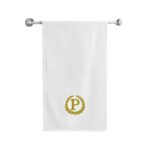 Iris Embroidered For You Bath Towel 70 x 140 Cm 600 Gsm White 100% Cotton Letter "P" Gold Thread Set of 01