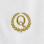Iris Embroidered For You Bath Towel 70 x 140 Cm 600 Gsm White 100% Cotton Letter "Q" Gold Thread Set of 01 - Image 2