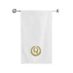 Iris Embroidered For You Bath Towel 70 x 140 Cm 600 Gsm White 100% Cotton Letter "Q" Gold Thread Set of 01