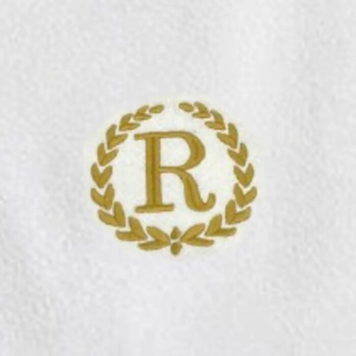 Iris Embroidered For You Bath Towel 70 x 140 Cm 600 Gsm White 100% Cotton Letter "R" Gold Thread Set of 01 - Image 2
