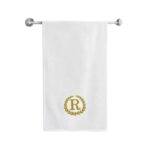 Iris Embroidered For You Bath Towel 70 x 140 Cm 600 Gsm White 100% Cotton Letter "R" Gold Thread Set of 01