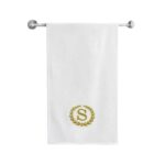 Iris Embroidered For You Bath Towel 70 x 140 Cm 600 Gsm White 100% Cotton Letter "S" Gold Thread Set of 01