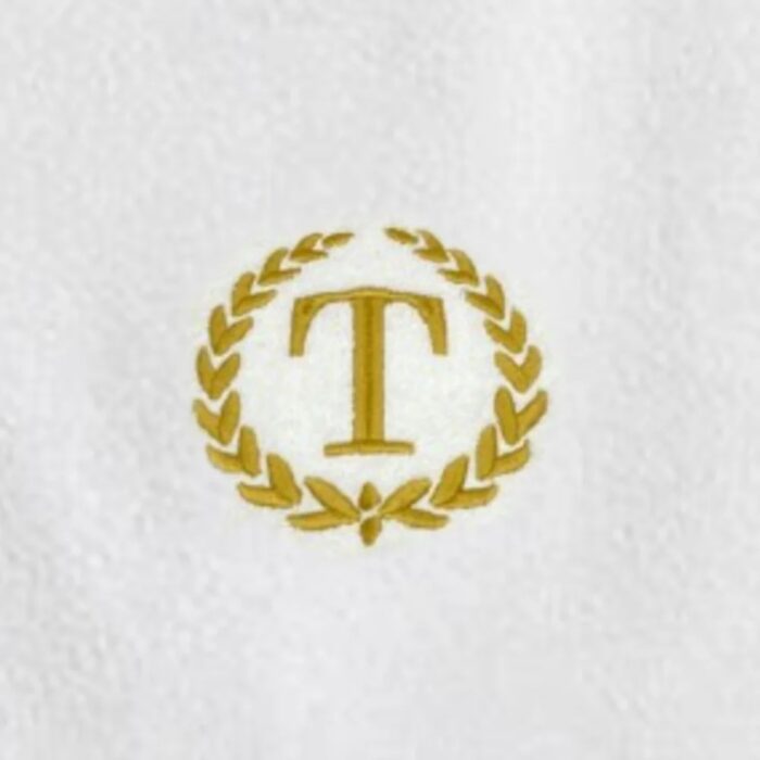 Iris Embroidered For You Bath Towel 70 x 140 Cm 600 Gsm White 100% Cotton Letter "T" Gold Thread Set of 01 - Image 2