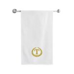 Iris Embroidered For You Bath Towel 70 x 140 Cm 600 Gsm White 100% Cotton Letter "T" Gold Thread Set of 01
