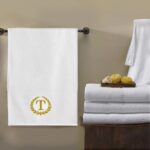 Iris Embroidered For You Bath Towel 70 x 140 Cm 600 Gsm White 100% Cotton Letter "T" Gold Thread Set of 01 - Image 3