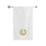 Iris Embroidered For You Bath Towel 70 x 140 Cm 600 Gsm White 100% Cotton Letter "U" Gold Thread Set of 01