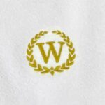 Iris Embroidered For You Bath Towel 70 x 140 Cm 600 Gsm White 100% Cotton Letter "W" Gold Thread Set of 01 - Image 2