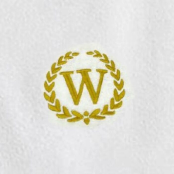 Iris Embroidered For You Bath Towel 70 x 140 Cm 600 Gsm White 100% Cotton Letter "W" Gold Thread Set of 01 - Image 2