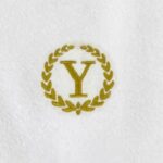 Iris Embroidered For You Bath Towel 70 x 140 Cm 600 Gsm White 100% Cotton Letter "Y" Gold Thread Set of 01 - Image 2