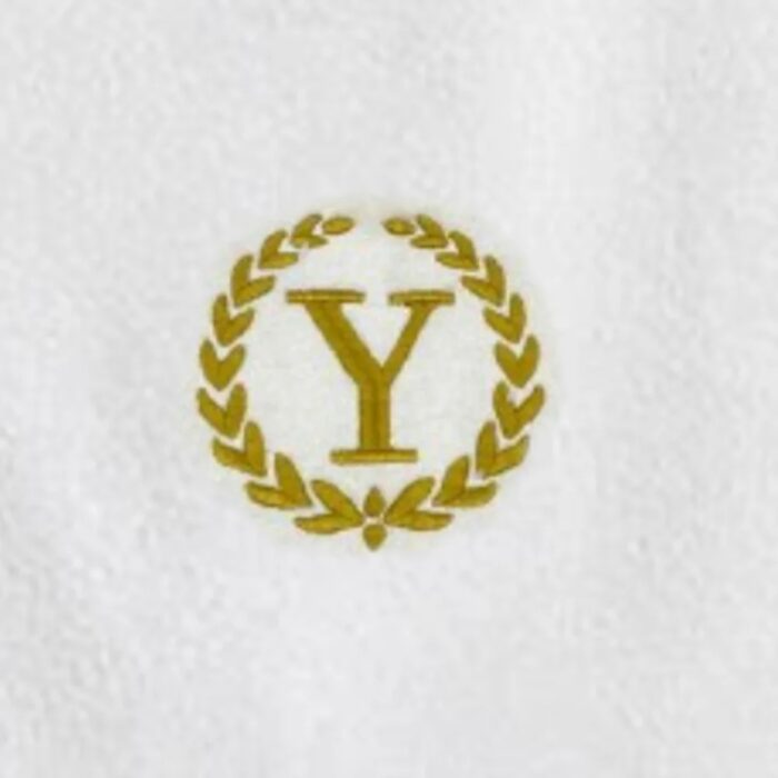 Iris Embroidered For You Bath Towel 70 x 140 Cm 600 Gsm White 100% Cotton Letter "Y" Gold Thread Set of 01 - Image 2