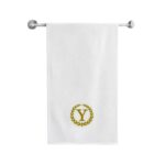 Iris Embroidered For You Bath Towel 70 x 140 Cm 600 Gsm White 100% Cotton Letter "Y" Gold Thread Set of 01