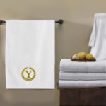 Iris Embroidered For You Bath Towel 70 x 140 Cm 600 Gsm White 100% Cotton Letter "Y" Gold Thread Set of 01 - Image 3