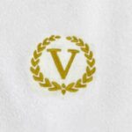Iris Embroidered For You Bath Towel 70 x 140 Cm 600 Gsm White 100% Cotton Letter "V" Gold Thread Set of 01 - Image 2