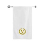 Iris Embroidered For You Bath Towel 70 x 140 Cm 600 Gsm White 100% Cotton Letter "V" Gold Thread Set of 01