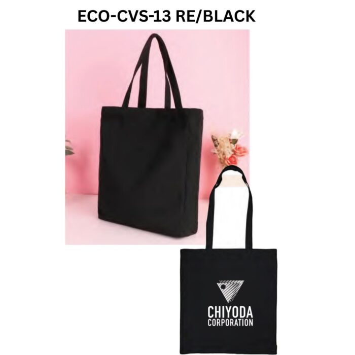 Reusable Recycled Canvas Bag with Gusset 8oz Printed on One side- Black 38 x 42 x 80 cm - Image 3