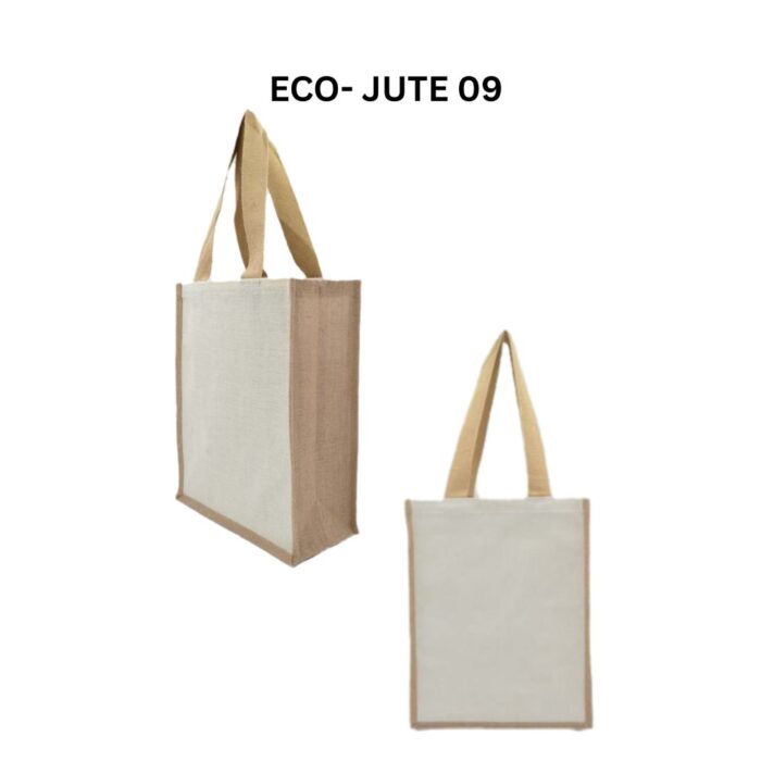 Reusable Jute Bag With Canvas Sides 10oz - 28x24x14 cm - Image 3