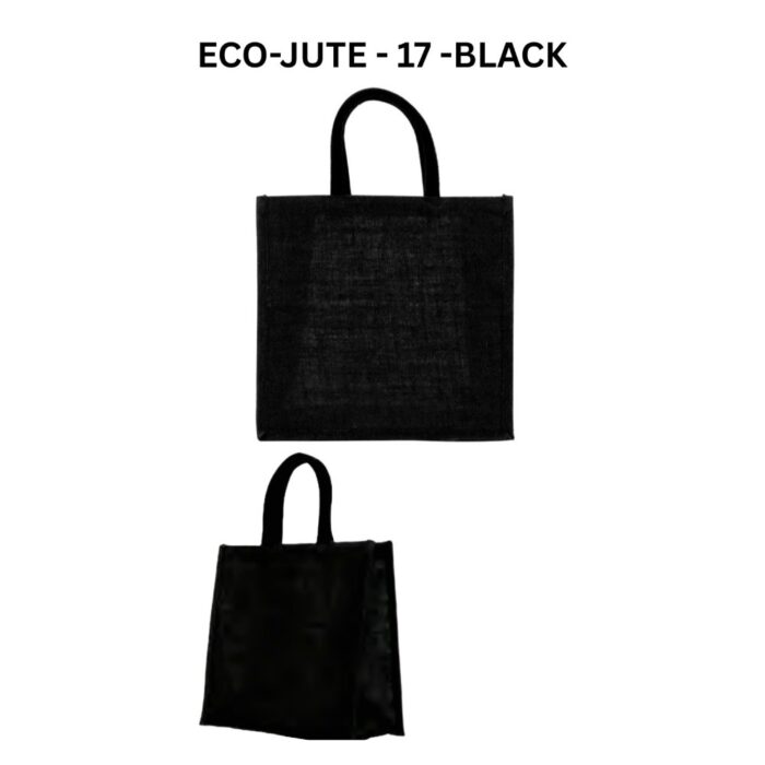 Reusable Jute Bag - Black 30x30x19 cm - Image 3