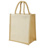 Reusable Laminated Cotton Bag With Jute Gusset 10oz - 22x25x16 cm