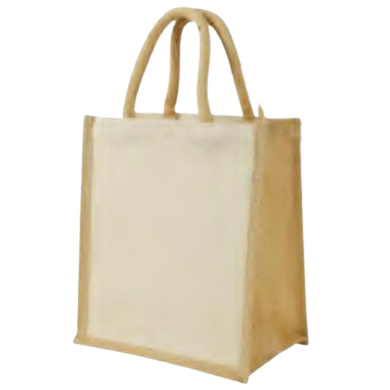 Reusable Laminated Cotton Bag With Jute Gusset 10oz