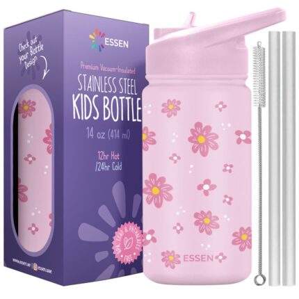 Essen - Stainless Steel Water Bottle - Flower - 414ml