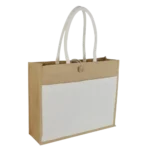 Reusable Jute Bags With Canvas Sides 8oz - 45x35x12 cm