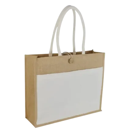 Reusable Jute Bags With Canvas Sides 8oz - 45x35x12 cm