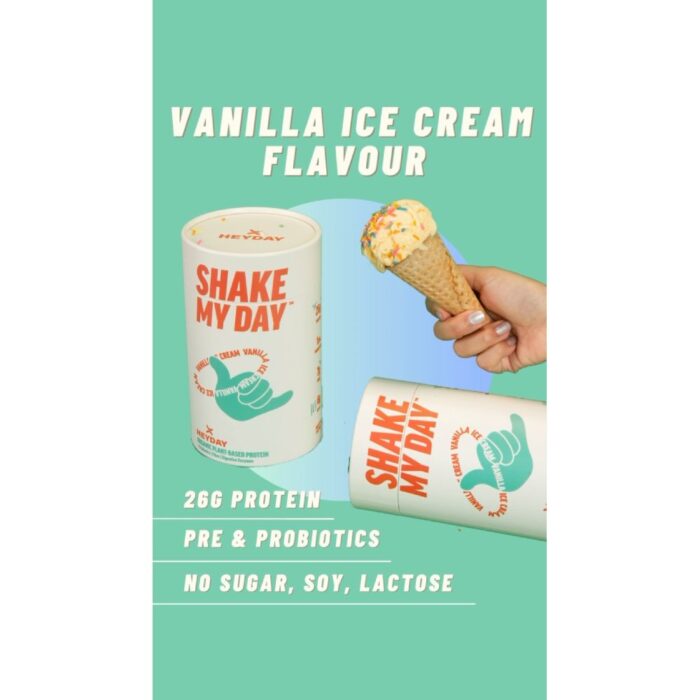 Heyday Shake My Day Protein – Vanilla Ice Cream Tub - Image 2