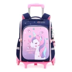 Esabela Trolley School Bag for Kids Lightweight Water-proof Dark Blue Unicorn