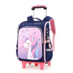 Esabela Trolley School Bag for Kids Lightweight Water-proof Dark Blue Unicorn - Image 2