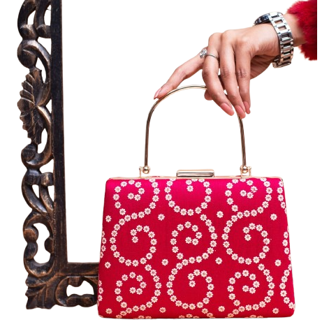 Bandani print – Brocade Fabric clutch bag1 Bandani Print - Brocade Fabric Clutch Bag - Image 1