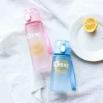 Esabela Pastel Water Bottle for Kids Leakproof Strong Quote Bottle for School (Pink) - Image 4