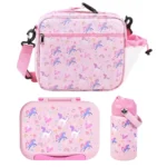 Esabela Lunch Box Set for Kids Multi-Compartment Leakproof Insulated Food Organizer Lunch Bag and Water Bottle Included Bento for School (Unicorn)