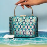 Small Fabric Stitched Clutch Bag - Blue