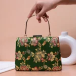 Fabric Design Clutch Bag - Dark Green