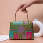 Fabric Design Clutch Bag - Green Blue
