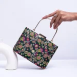 Fabric Design Clutch Bag - Green & Pink