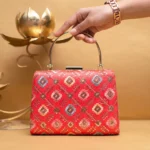 Fabric Design Clutch Bag - Pink