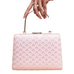 Light Pink Brocade Fabric Clutch Bag