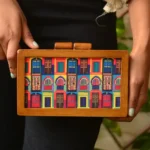 Mango Wood Window Design Clutch Bag
