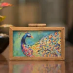 Mango Wood Peacock Design Clutch Bag