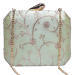 Pastel Green Square Shape Ethnic Clutch Bag