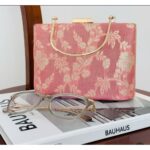 Pastel Peach and Off White Print Ethnic Clutch Bag - Image 2
