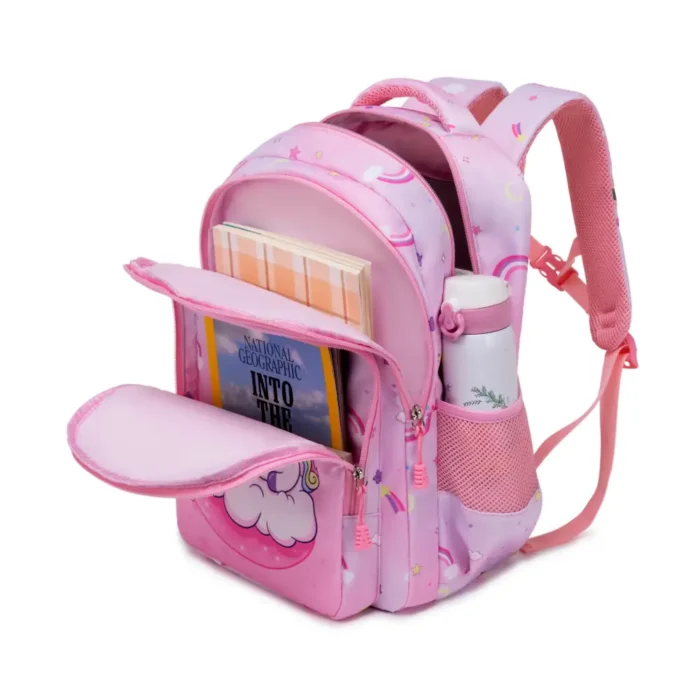 Esabela 3-Piece School Set for Kids - School Bag Water-proof Lunch Bag and Pencil Case - Pink Unicorn - Image 3